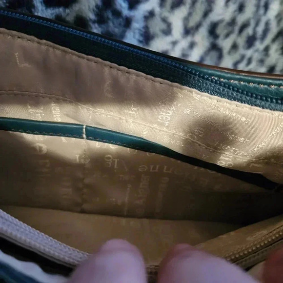 Etienne Aigner | Teal Leather Handbag with Gold Tone Hardware - Lots of pockets! - Picture 14 of 16